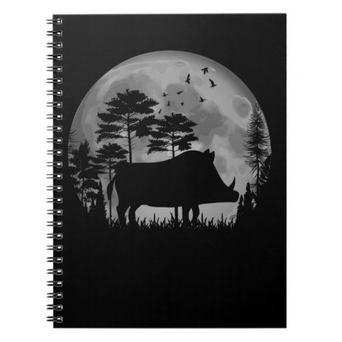 Full Moon Boar Hunter Forest Animal Notebook