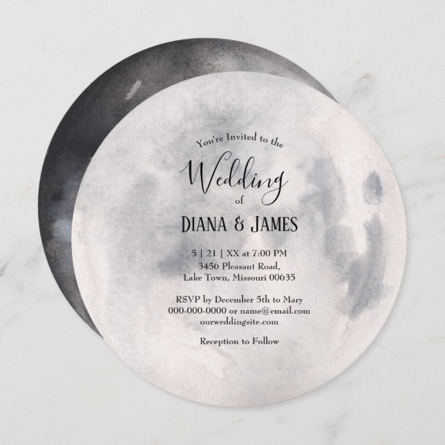 Full Moon Boho Wedding Invitation (Front/Back)