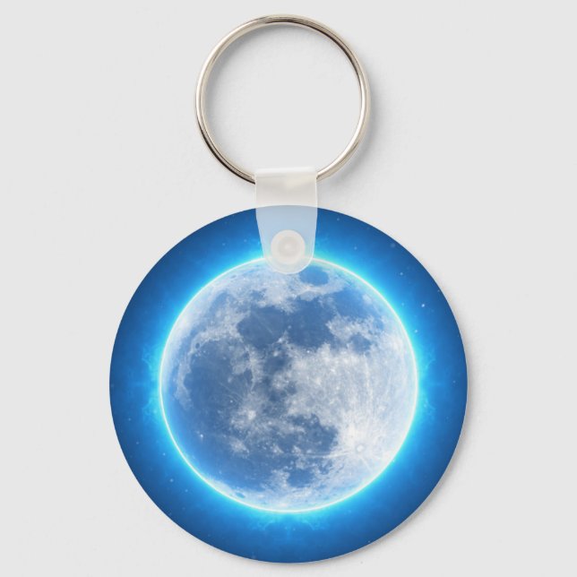 Full Moon Bright Blue Keychain (Front)