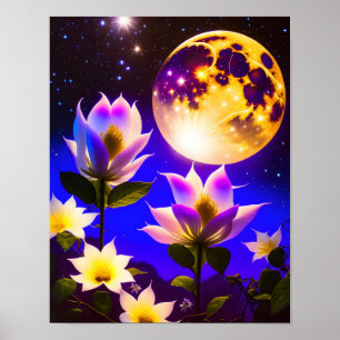 Full Moon, Bright Moon, Starry Night, Moonlight Poster