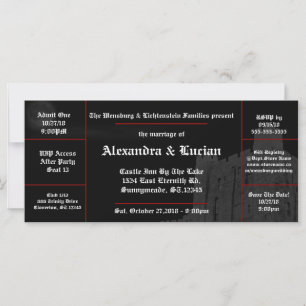 Full Moon Castle Gothic Wedding Ticket Invitations