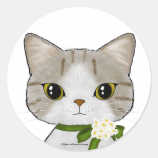 Full Moon Cat Classic Round Sticker