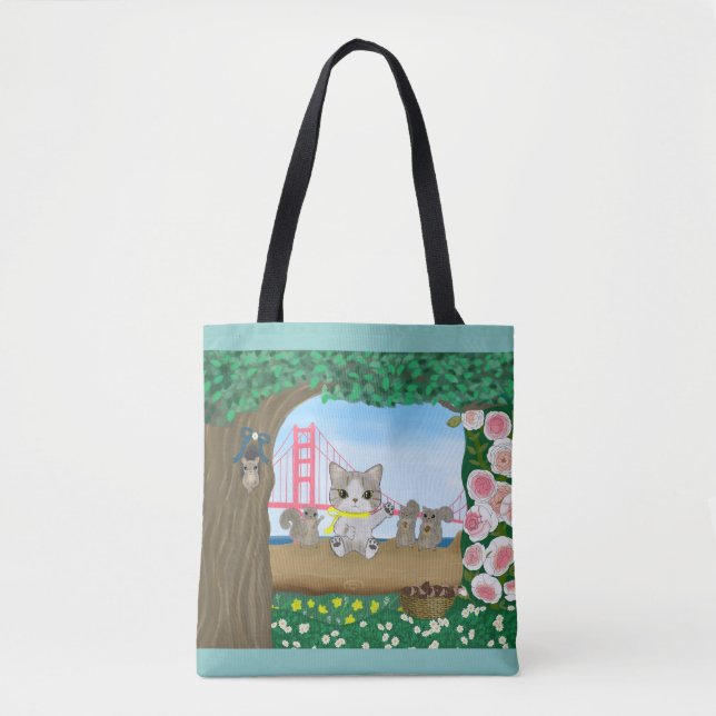 Full Moon Cat Tote Bag (Front)