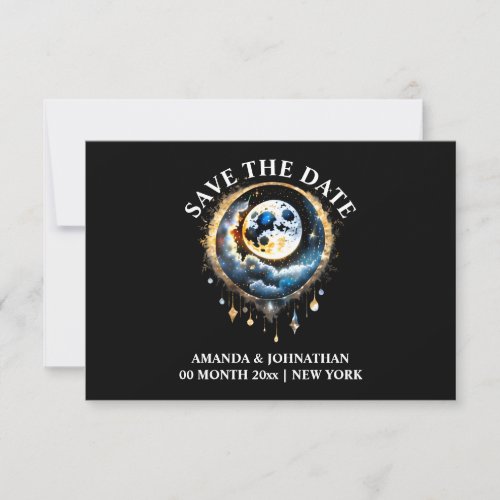 Full moon celestial luna 3D phase starry night Save The Date