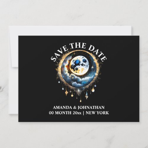 Full moon celestial luna phase starry night 5x7 save the date