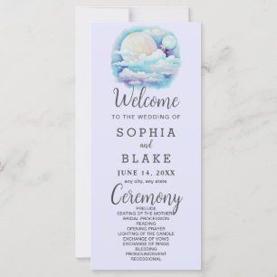 Full Moon Celestial Stars Lavender Wedding Program