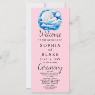 Full Moon Celestial Stars Pink Wedding Program