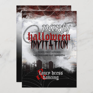 Full Moon Cemetery Dreams Halloween Party Invites