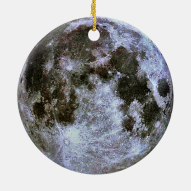 Full Moon Christmas Ceramic Ornament (Back)