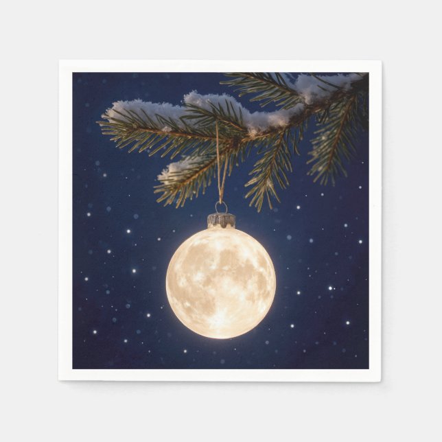 Full Moon Christmas Ornament Napkins (Front)