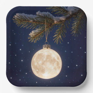 Full Moon Christmas Ornament Paper Plates