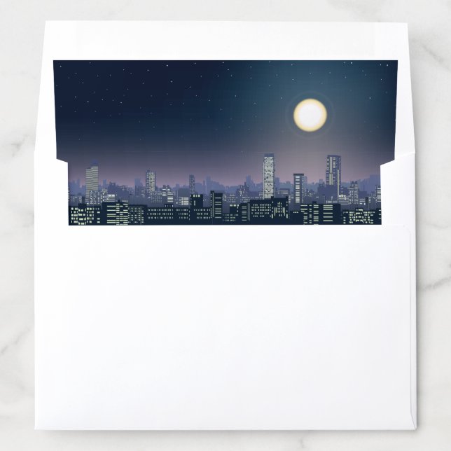 Full Moon Cityscape Bachelorette Party Envelope Liner (In Envelope)