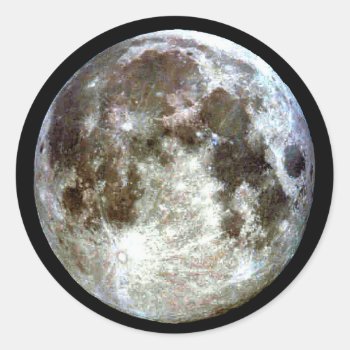 Full Moon Classic Round Sticker by interstellaryeller at Zazzle