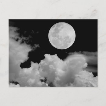 Full Moon Clouds Black And White Postcard by VoXeeD at Zazzle