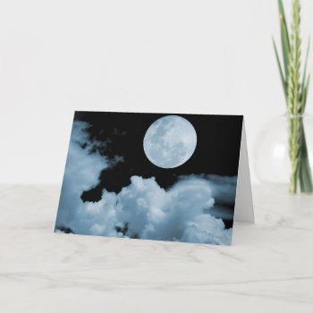 Full Moon Clouds Blue Card by VoXeeD at Zazzle