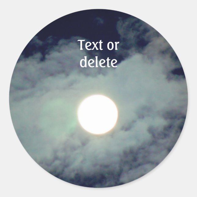 Full Moon Clouds Nature Personalized Classic Round Sticker (Front)