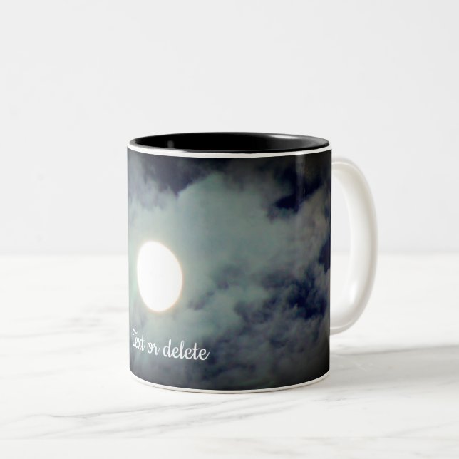 Full Moon Clouds Nature Personalized Two-Tone Coffee Mug (Front Right)