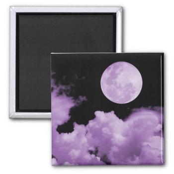 Full Moon Clouds Purple Magnet by VoXeeD at Zazzle