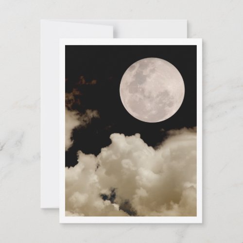 FULL MOON CLOUDS SEPIA PERSONALIZED INVITES