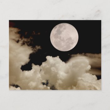 Full Moon Clouds Sepia Postcard by VoXeeD at Zazzle