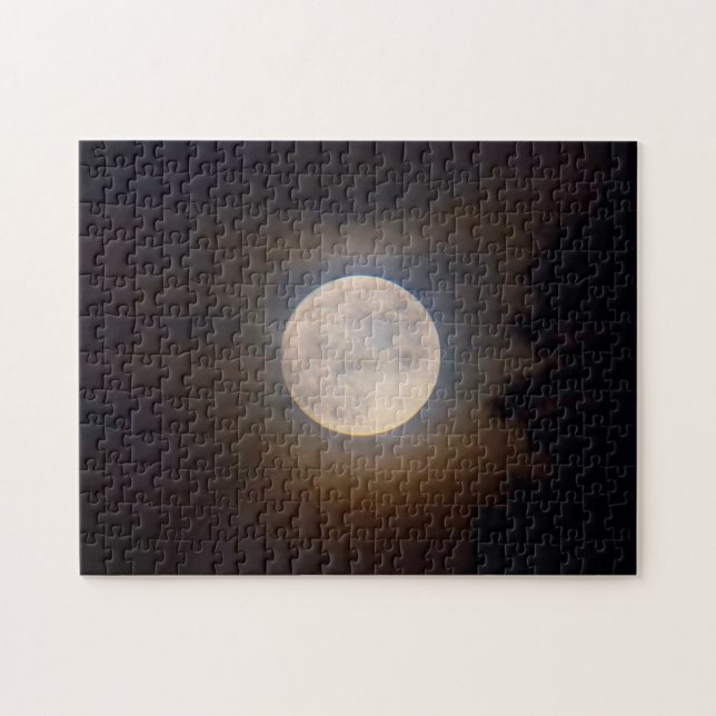 Full Moon Creeping Through the Clouds - 11x14 Jigsaw Puzzle (Horizontal)