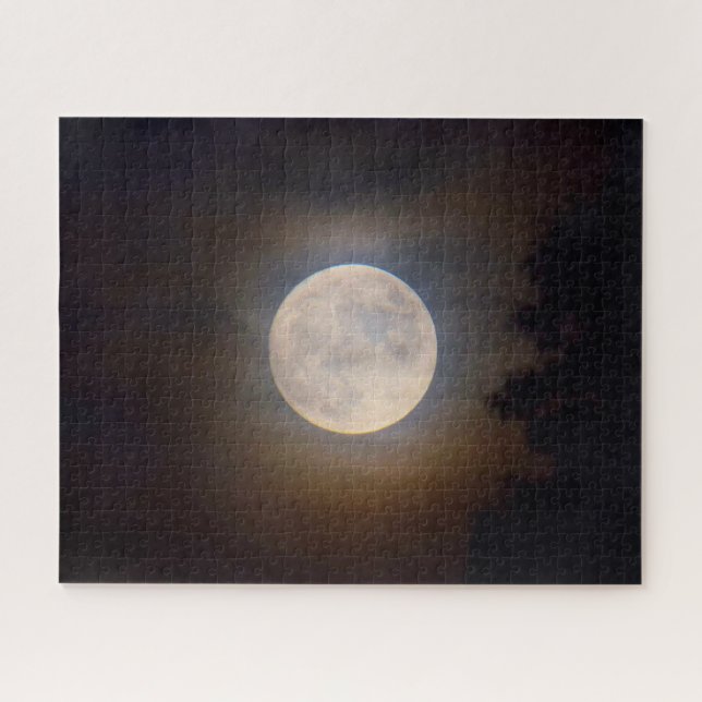 Full Moon Creeping Through the Clouds - 16x20 Jigsaw Puzzle (Horizontal)