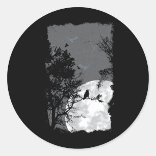 Full Moon Crow Gloomy Forest Costume Awesome Hallo Classic Round Sticker