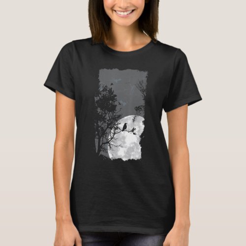 Full Moon Crow Gloomy Forest Costume Awesome Hallo T_Shirt
