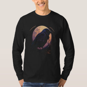 Full Moon Crow Raven Flying Bird Halloween  1 T-Shirt