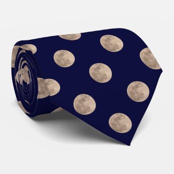 Full Moon Dark Navy Blue Polka Dot Tie by RewStudio at Zazzle
