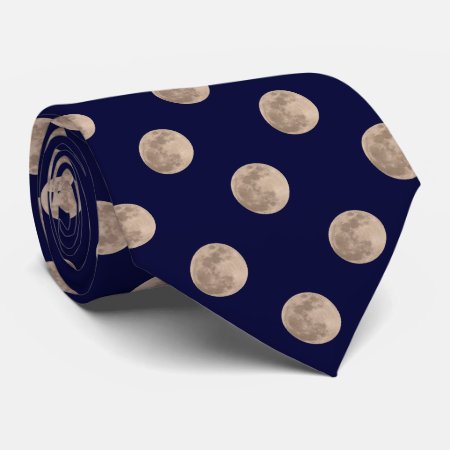 Full Moon Dark Navy Blue Polka Dot Tie