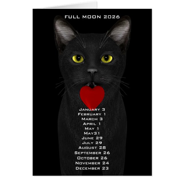 Full Moon Dates  cat 2026 Cards (Front)