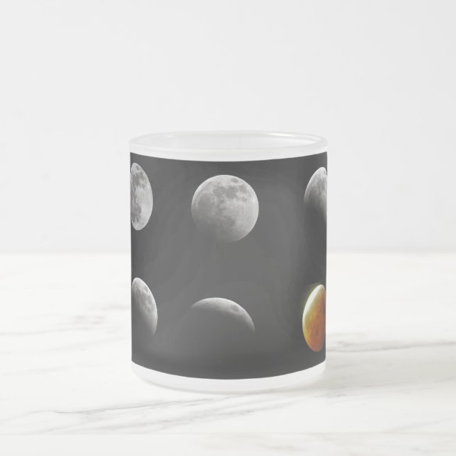 Full Moon Eclipse Frosted Glass Coffee Mug (Center)