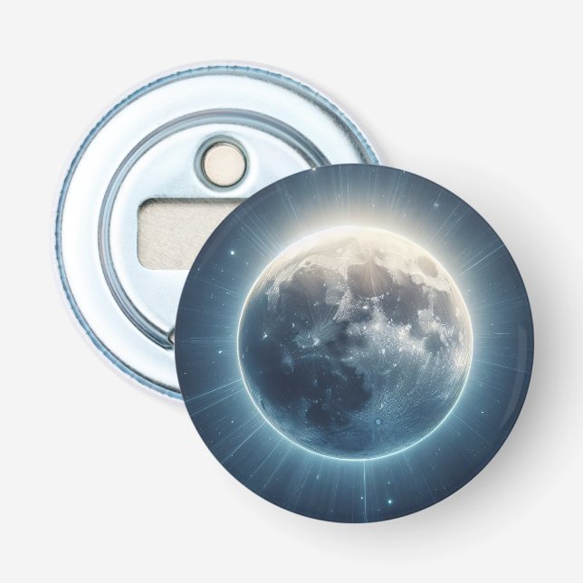 Full Moon Eclipse White Glow Bottle Opener (Front)