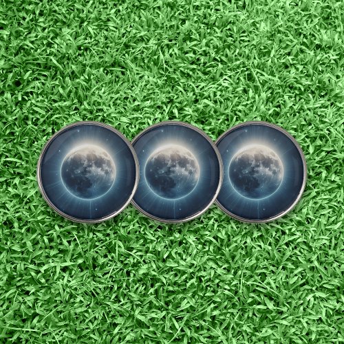 Full Moon Eclipse White Glow Golf Ball Marker