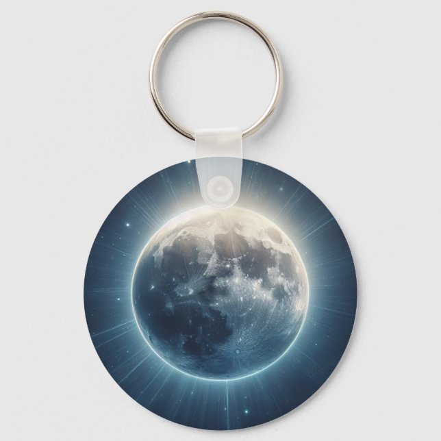 Full Moon Eclipse White Glow Keychain (Front)