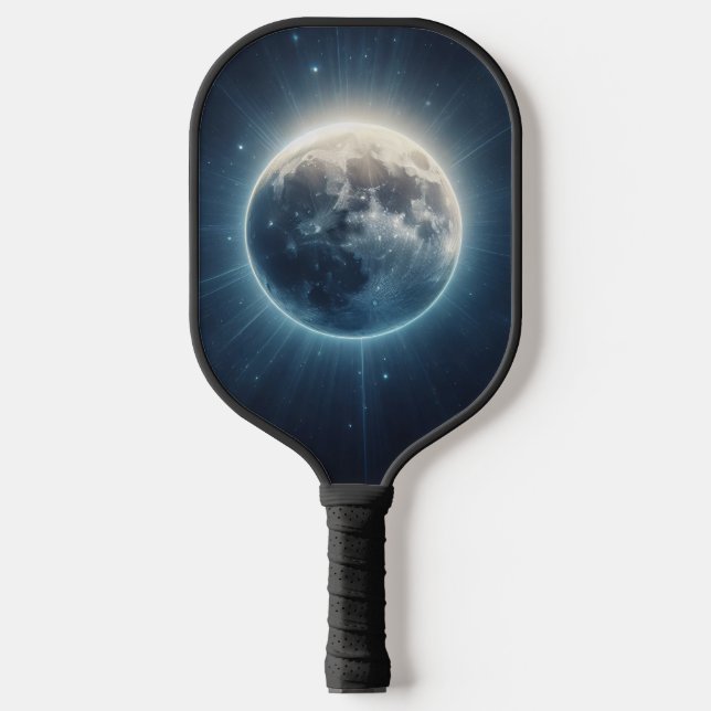Full Moon Eclipse White Glow Pickleball Paddle (Front)