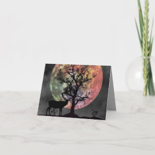 Full Moon Elk Silhouette Thinking of You Card