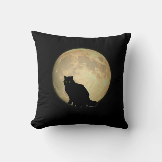 Full Moon Feline three Throw Pillow (Front)
