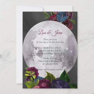 Full Moon Floral Wedding Invitation