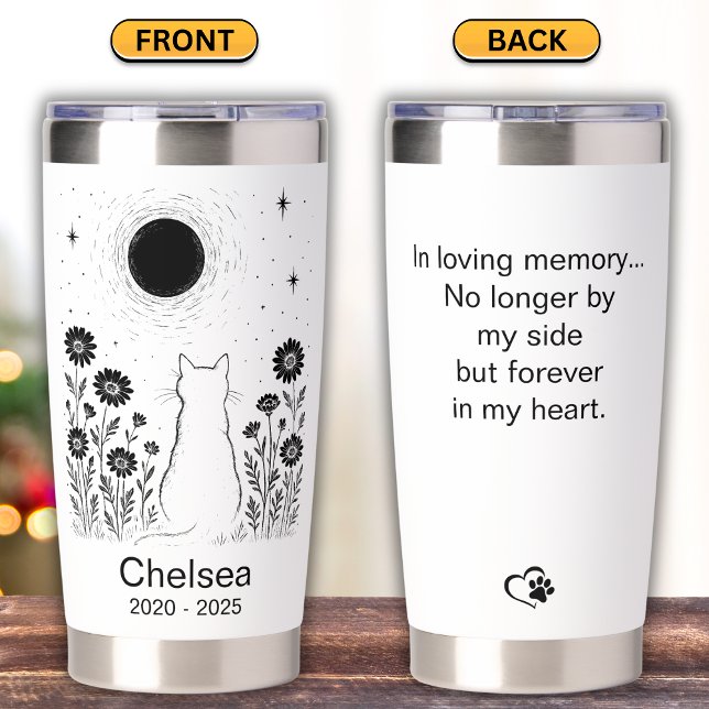 Full Moon & Flowers - Cat Memorial Insulated Tumbler (Creator Uploaded)