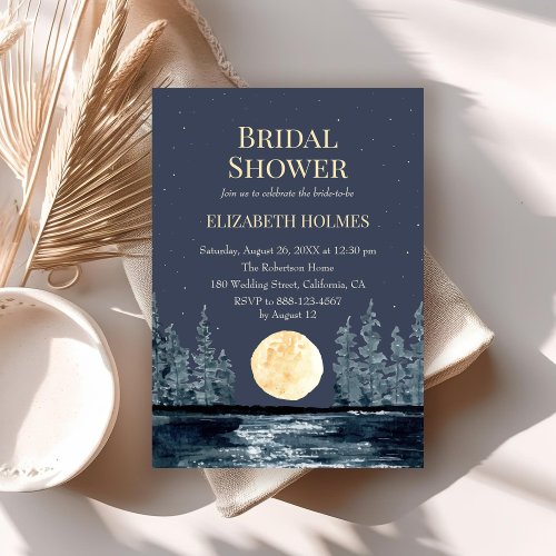 Full Moon Forest and Lake Bridal Shower Invitation