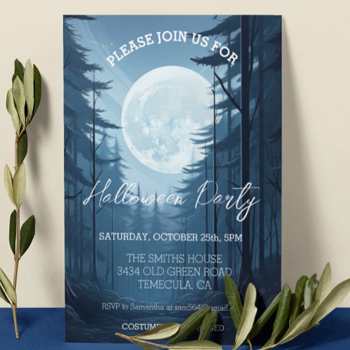 Full Moon Forest Halloween Party Invitation