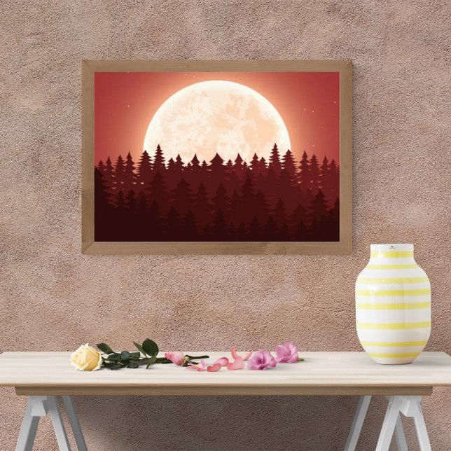 Full Moon Forest Night: A Serene Landscape Photo Print (Creator Uploaded)