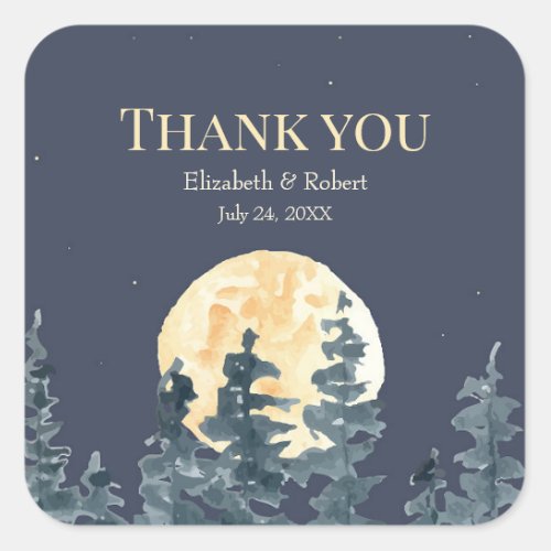 Full Moon Forest Wedding Thank You Sticker
