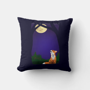 Full moon fox throw pillow