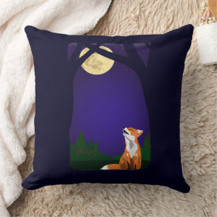 Full moon fox throw pillow