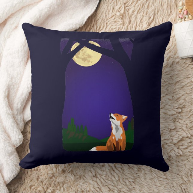 Full moon fox throw pillow (Blanket)