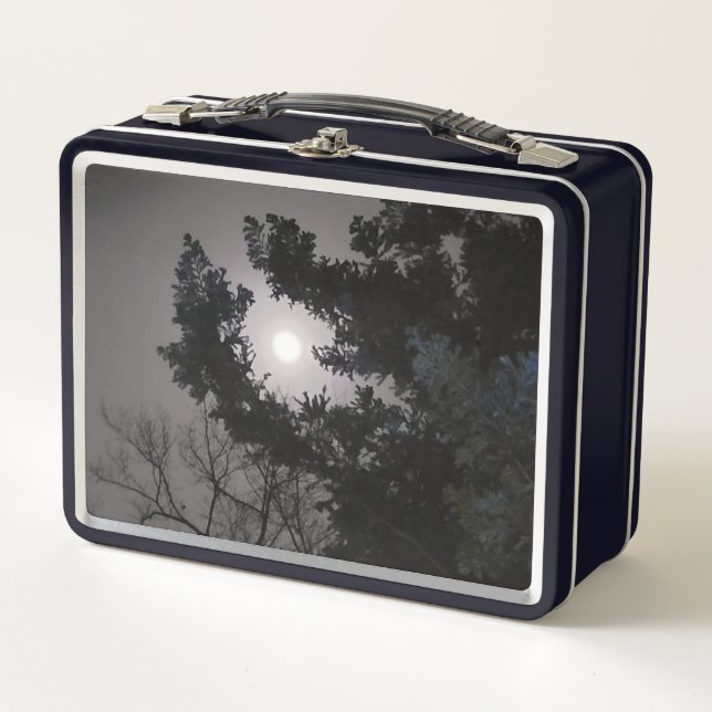 Full Moon framed in Chamaecyparis True Blue Metal Lunch Box (Front)
