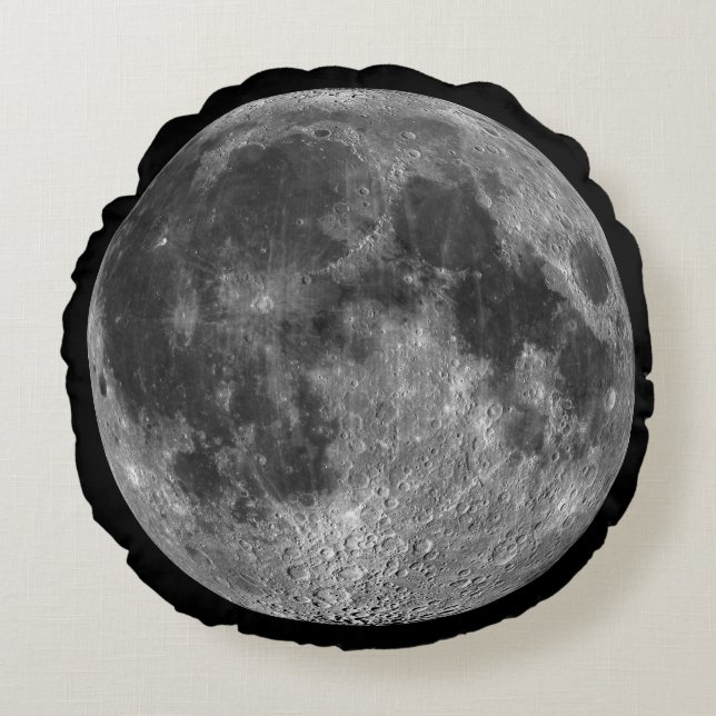 Full Moon From Space Round Globe Pillow (Front)